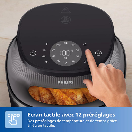Airfryer PHILIPS NA33200 Friteuse sans huile avec fenêtre de cuisson Noir Doré, Série 3000
