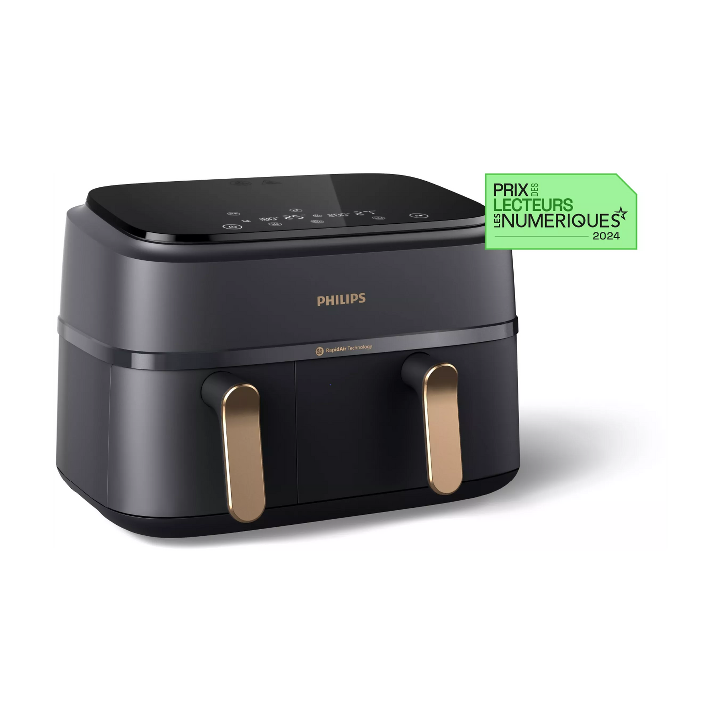 Airfryer PHILIPS NA352/00 Friteuse sans huile double panier Noir/Doré, Série 3000 9L (3+6L)