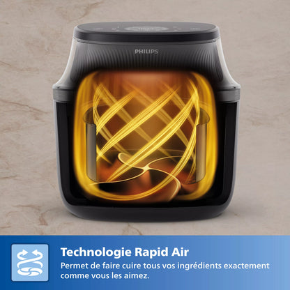 Airfryer PHILIPS NA33200 Friteuse sans huile avec fenêtre de cuisson Noir Doré, Série 3000
