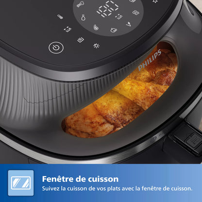 Airfryer PHILIPS NA33200 Friteuse sans huile avec fenêtre de cuisson Noir Doré, Série 3000